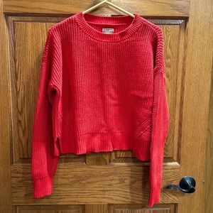 Duluth Trading Company cropped drop shoulder sweater.
